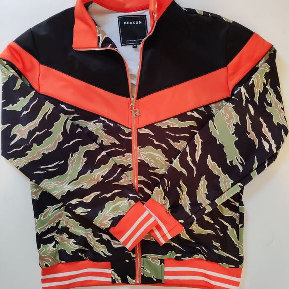Reason Brand Camo Zip Up Orange Jacket from New Yo - Picture 1 of 5